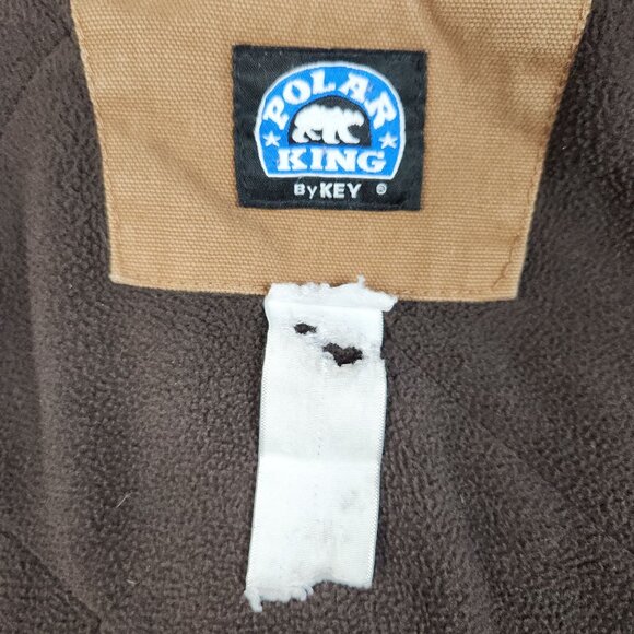 VTG Canvas Jacket Men's XLT Hooded Duck Brown Quilt Lined Workwear Logo THRASHED - Picture 13 of 16